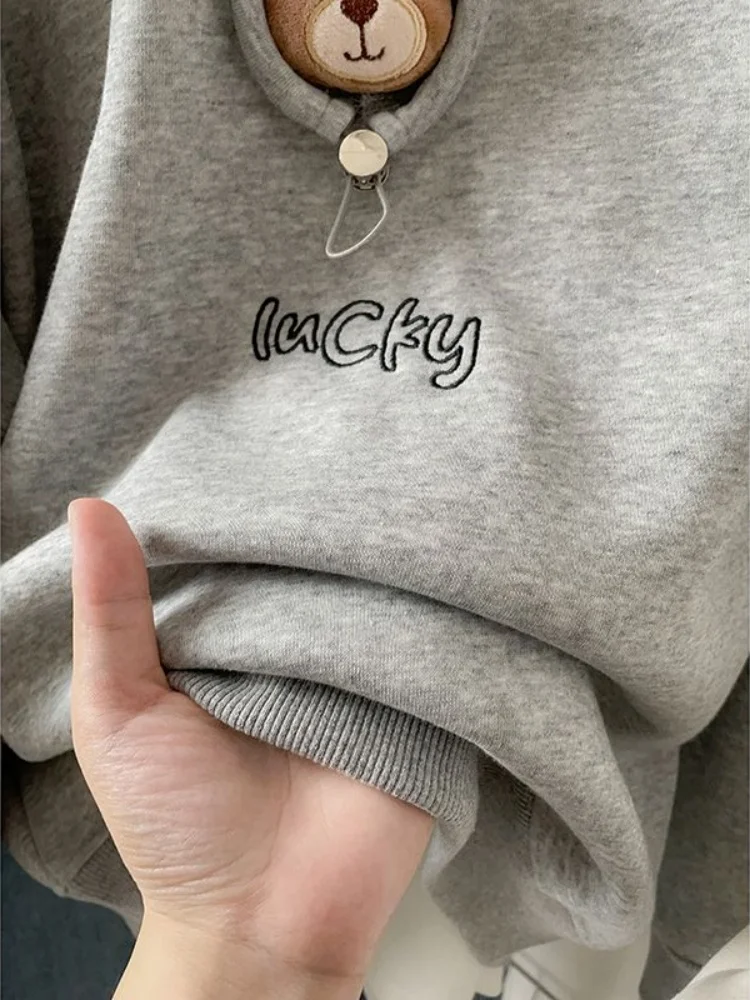 Felpa con cappuccio lunga Sve con stampa cartoon retrò ey ex Primavera Autunno Casual American Sle Thiened Felpa rotonda Ne