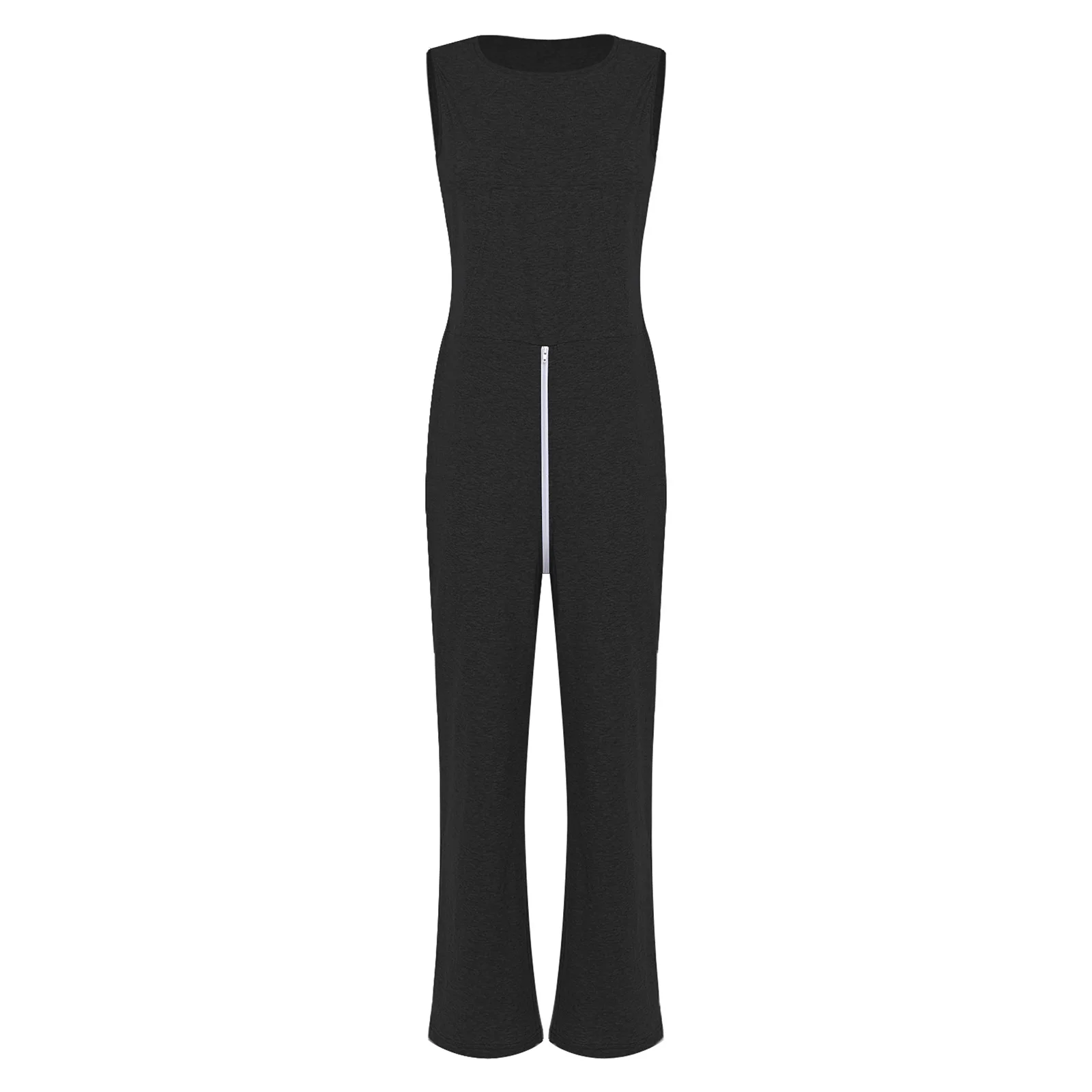 Donna Uomo Anti-Strip Adaptive Un pezzo per paziente anziano Tuta Girocollo Senza maniche Doppia estremità Cerniera Pantaloni lunghi Pagliaccetti