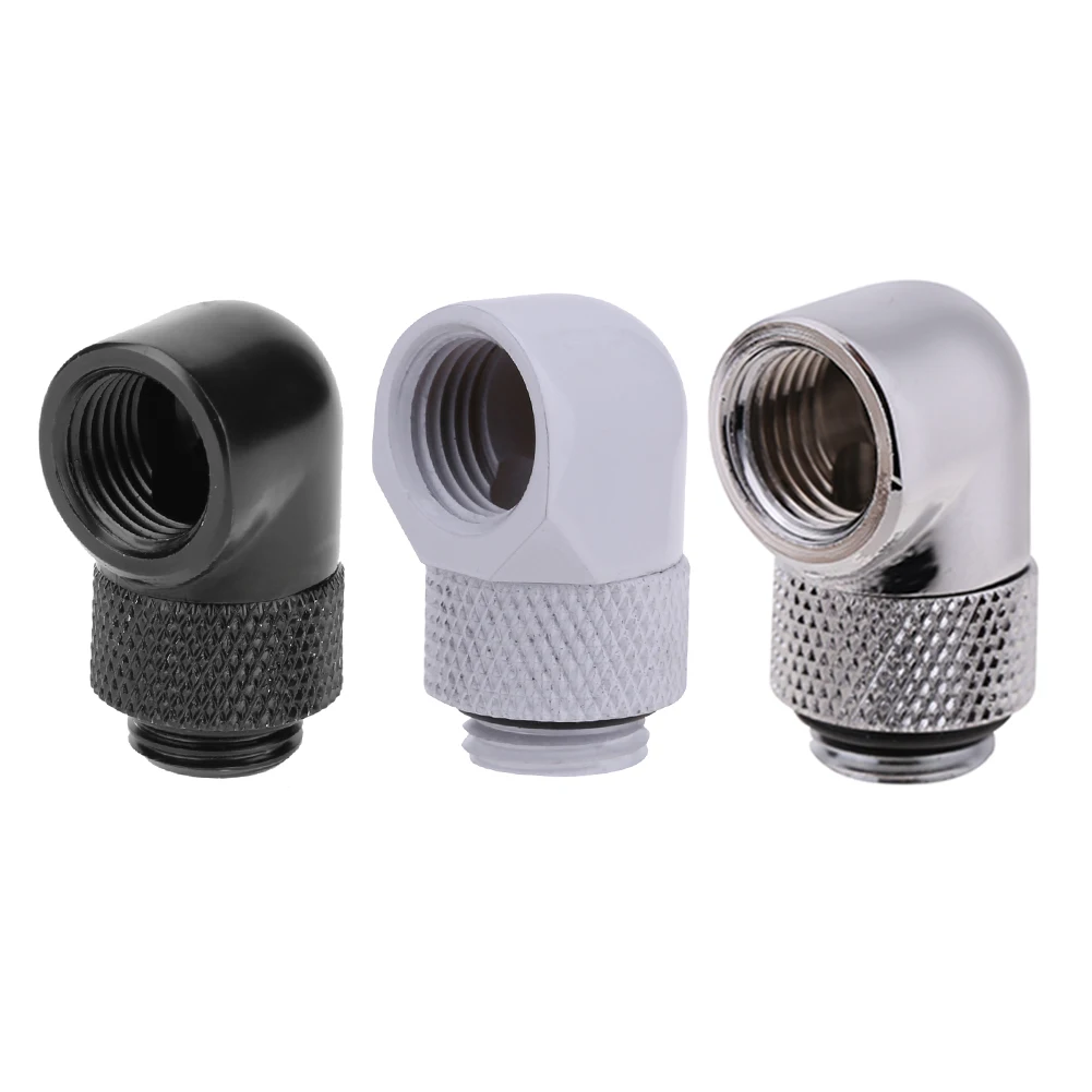 1/2 Pcs G1/4 Thread 90 Degree Fitting Adapter Rotary Fitting Water Cooling Connector for PC Water Cooling System 2 Points
