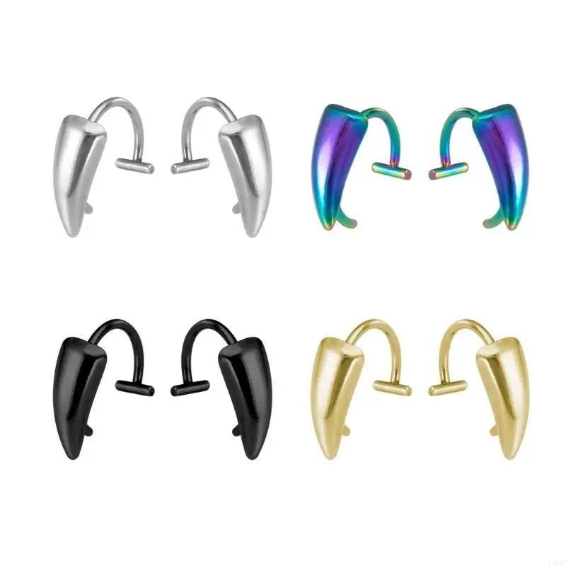 Halloween Fake Body Piercing Jewelry Sturdy Stainless Steel Fang Lip Rings No Piercing Jewelry For Fashion Lovers