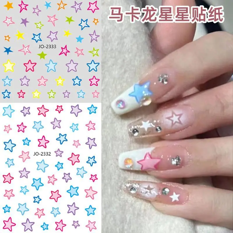 Colorful Star Nail Stickers Red Blue Five Pointed Star Heart Self Adhesive Waterproof Premium for Home Party DIY