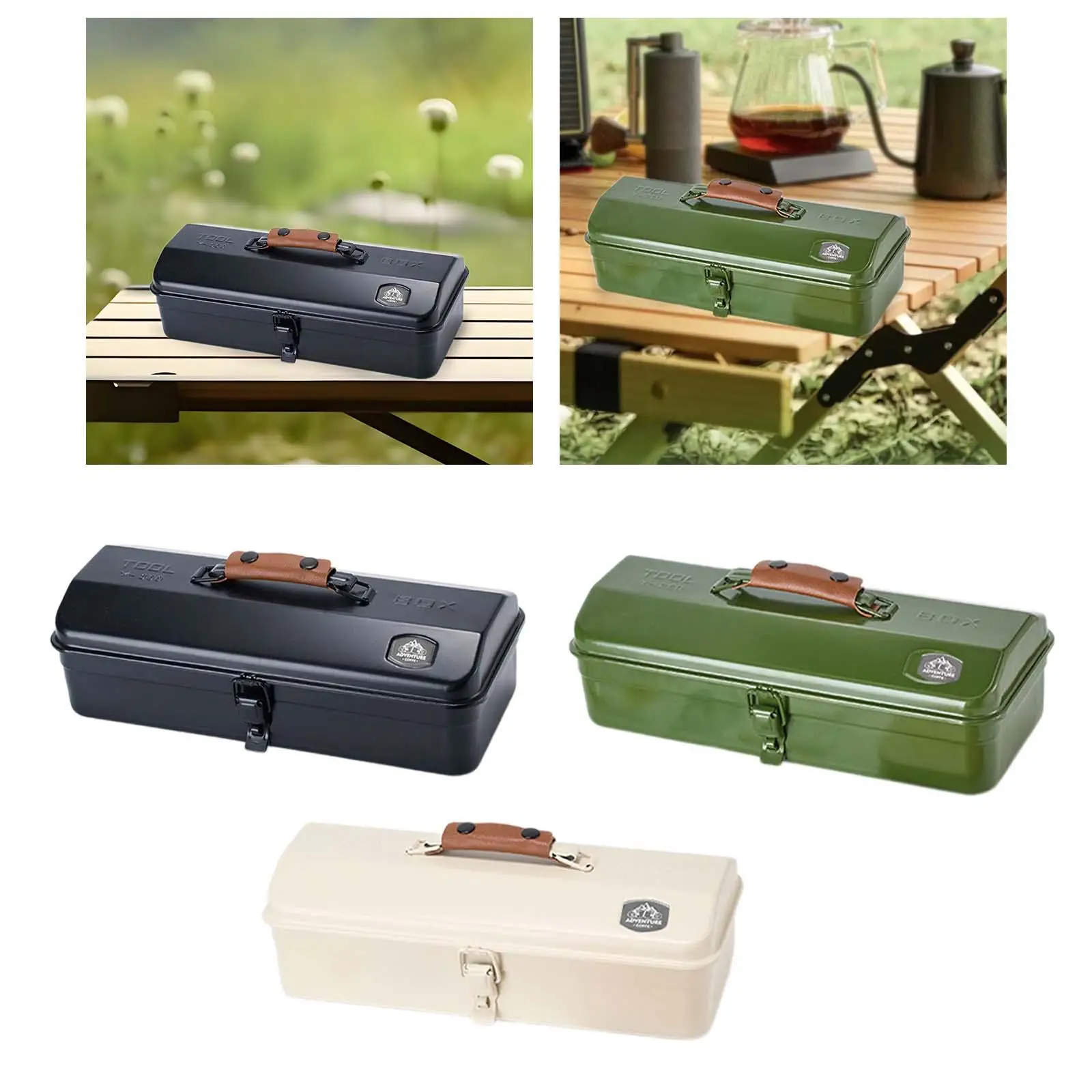 Outdoor Tool Box with Clutch Non Slip Handle Container Multipurpose Tool Storage