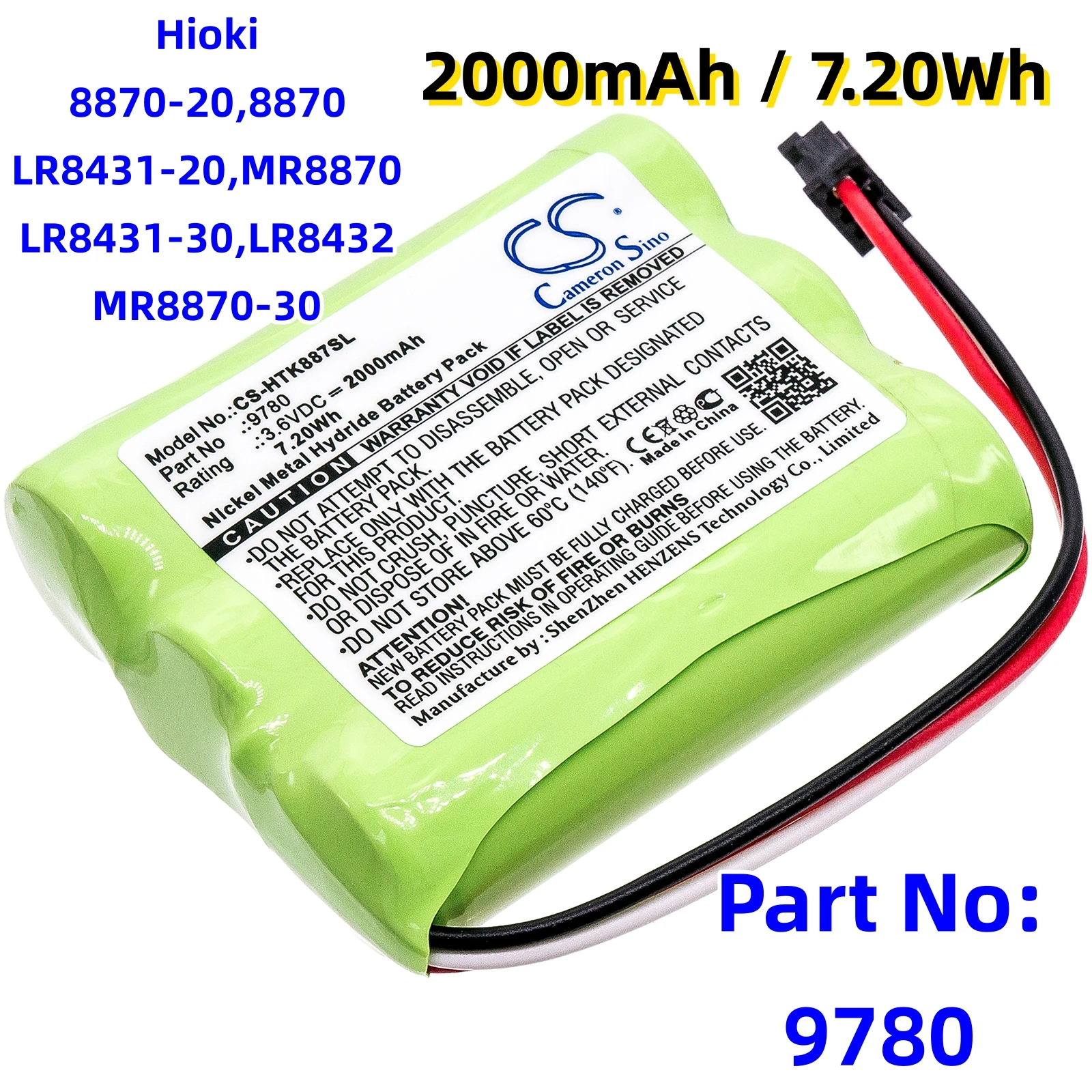 

Replacement Battery for Hioki:9780,8870-20,LR8431-20,8870,MR8870,LR8431-30,LR8432,MR8870-30,Equipment, Survey, Test-2000mAh