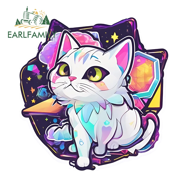 EARLFAMILY 13cm×12.6cm Cute Kitten Design Car Accessories Graphics Creative Amusing Decals Fashionable Scratch-Proof Car Lable