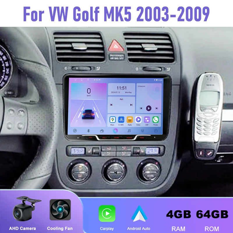 Car Stereo Radio For VW Golf MK5 2003-2009 Multimedia Player 9