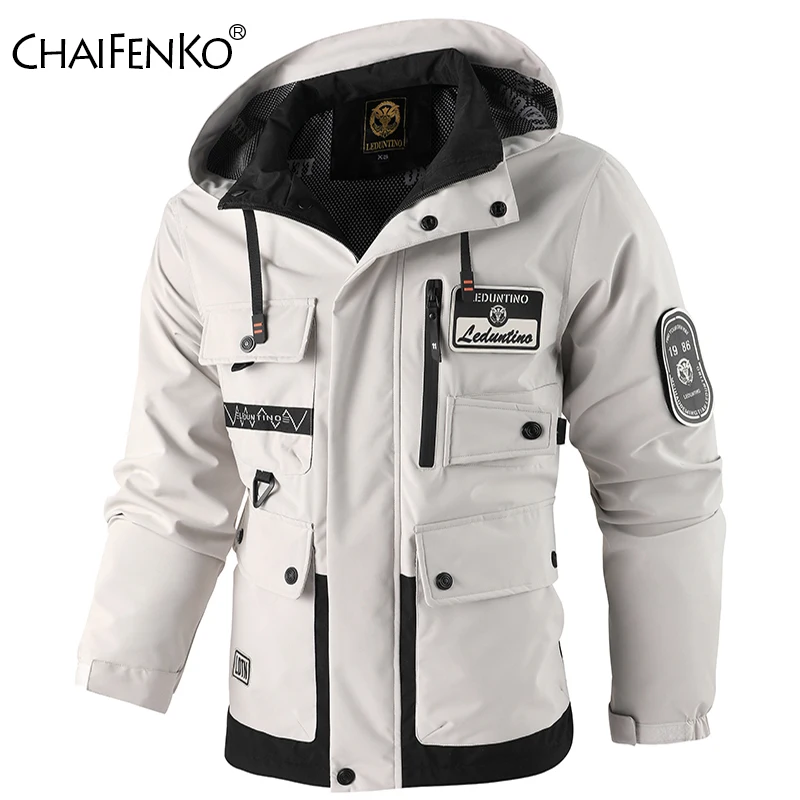 

Outdoors Men Comfort Detachable Hat Solid Tops Spring Autumn Simplicity Windproof Casual Coat New Fashion Versatile Jacket Men