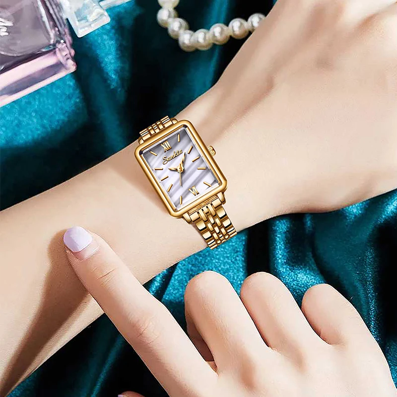 新しいファッション Sunkta エレガントなクォーツ女性の腕時計高級カジュアル防水ブレスレットレディース時計女性のためのランダムなギフトボックス