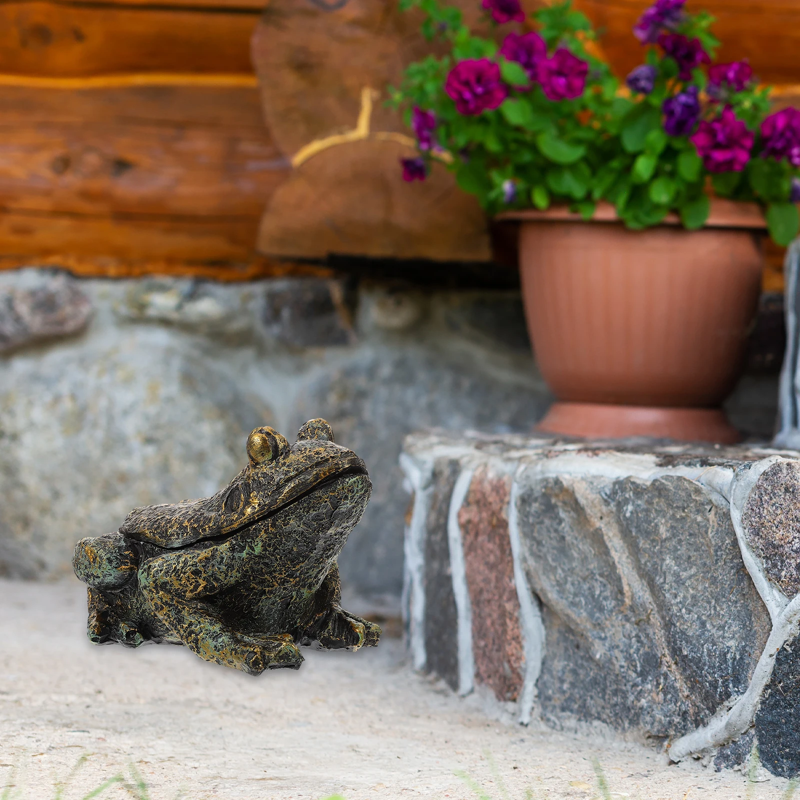 

Key Hiding Box Hidden Holder Outdoor Safe Garden Ornament Stone Waterproof Resin Frog Durability Yard Decor