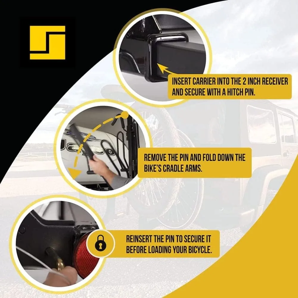 バイクキャリア 車用ヒッチマウントバイクラック SUV RV キャンピングカー トラベルトレーラー 2台対応 2インチレシーバー BC-202モデル