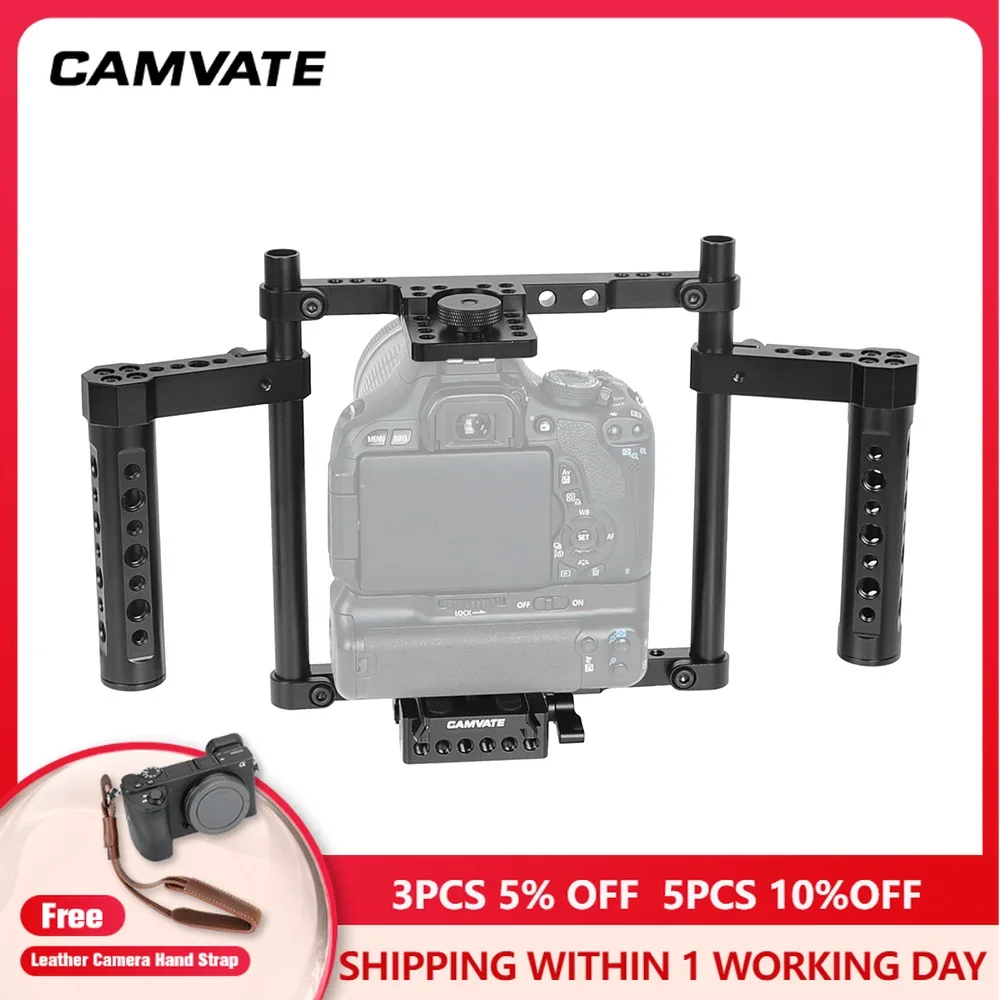 CAMVATE Camera Cage RIig For Canon 60D,70D,80D,50D,40D,30D,6D,7D,7D650D,600D,D3200,D3300,D5200,D5500,D7000,a58,A99,a7,a7II,GH5