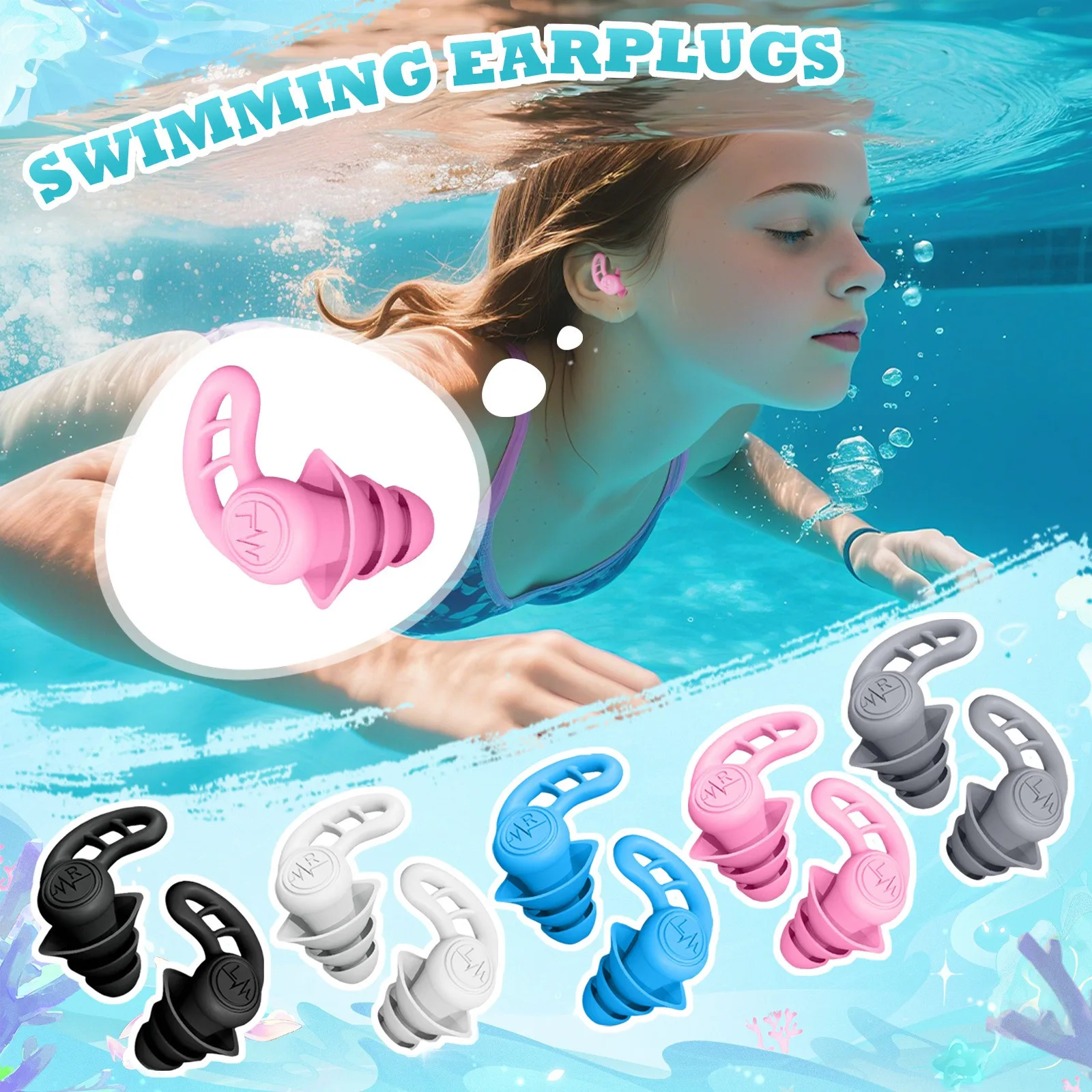 Silicone Swimming Earplugs Noise Reduction Silent Sleeping Earplugs Diving Surfing Soft Ear Protectors Auxiliary Supplies
