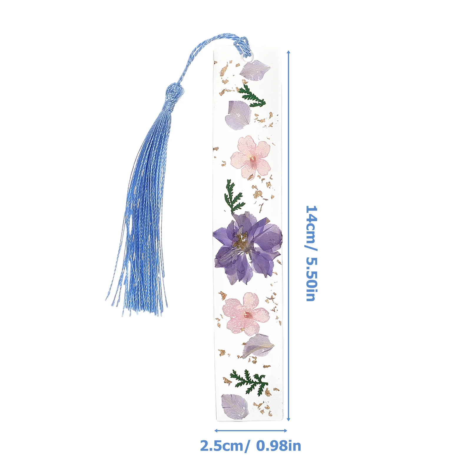 2 قطعة الإشارات المرجعية الراتنج مع شرابات المجففة زهرة تصميم اليدوية القراءة اكسسوارات للطلاب المعلمين عشاق الكتاب الهدايا