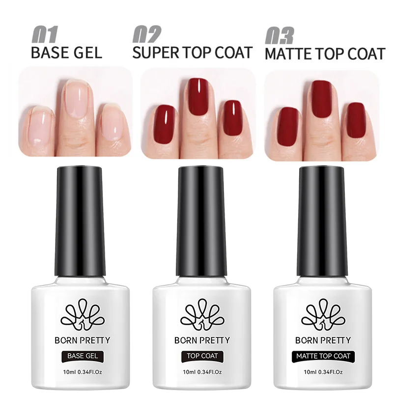 BORN PRETTY-Gel Base Super Top Coat para manicura, barniz de Gel UV semipermanente, mate, 10ML