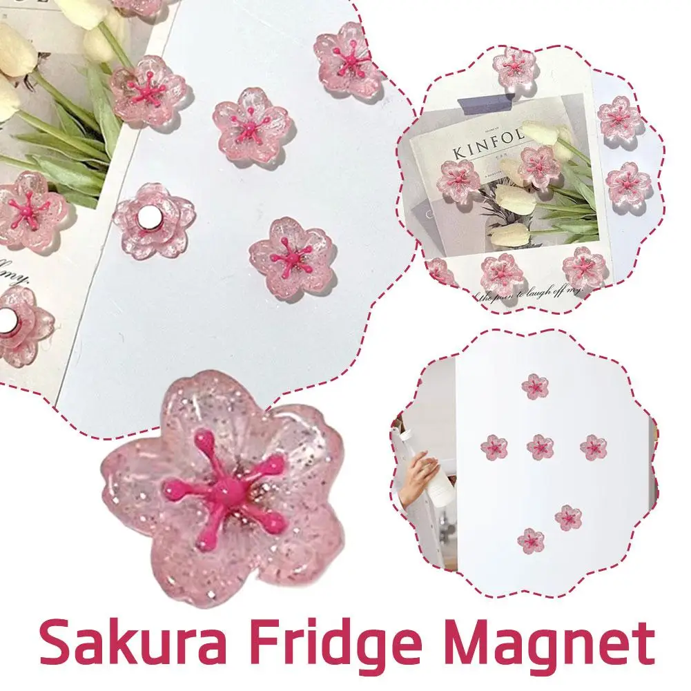 8 Uds. Imanes decorativos bonitos y simples para pizarras blancas de cocina y oficina juego de imanes de resina para refrigerador Sakura