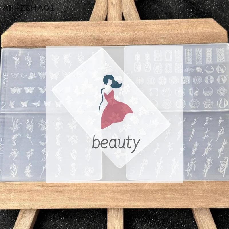 DIY marco de flores Vintage diseño Floral plantilla en relieve transparente herramientas de manicura mariposa flor 3D molde de silicona para decoración de uñas