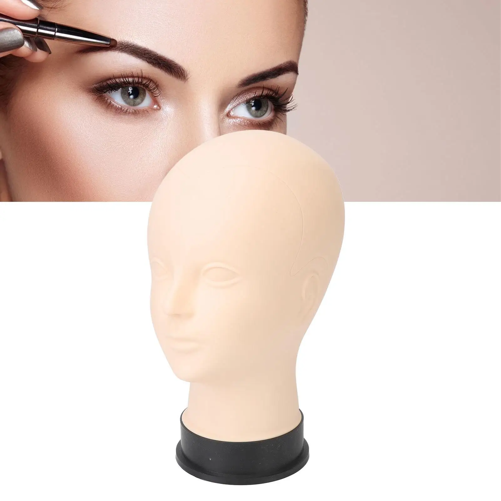 Cabeza de Maniquí de silicona con textura de piel y Base de PVC para maquillaje para entrenamiento, herramienta de práctica de maquillaje