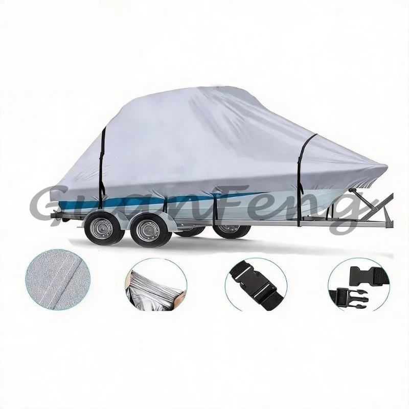 Heavy‑Duty 600D Oxford Boat Cover, Rain‑Resistant V‑Shaped Square Yacht Protective Cover, Center Console Marine Accessory