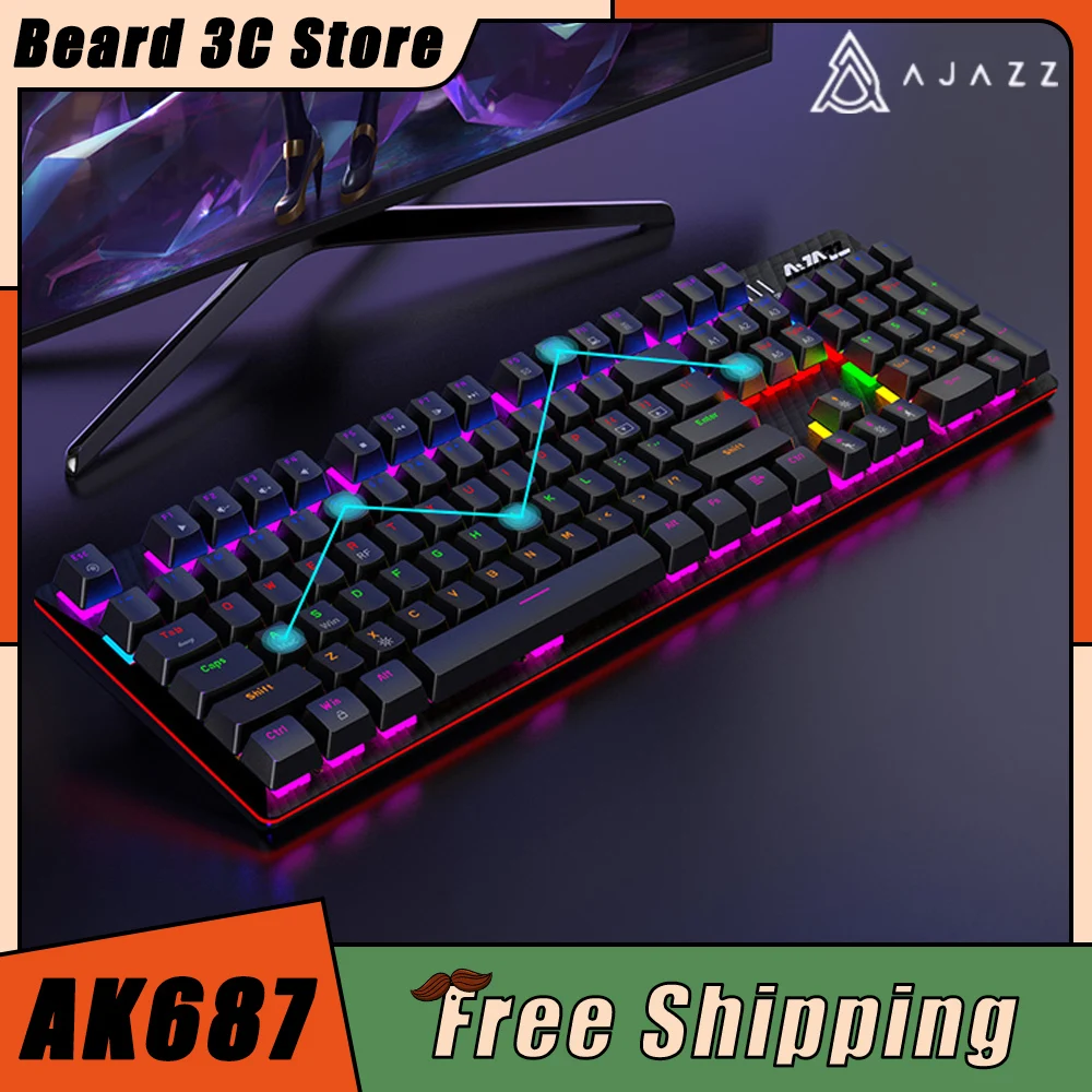 

AJAZZ AK687 Gaming Keyboard AK687 Dual Mode E- SPORTS GAME CHIP RGB Hot Swap Wireless Mechanical Keyboard Ergonomics Pc Gamer