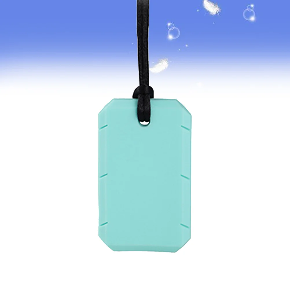 

силиконовый детский прорезыватель простая форма молярный кулон мягкие текстурированные поверхности прочный молярный тренировочный ожерелье для прорезывания зубов голубой