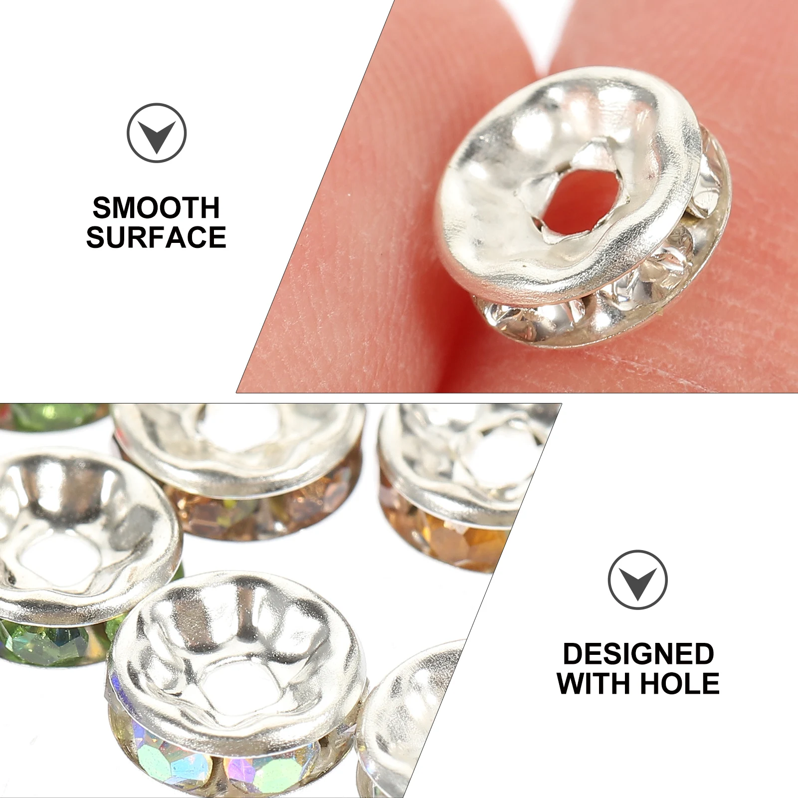 

300pcs Rhinestone Spacer Jewelry Making Necklace Bracelet Earring Accessories Round Design Beads Crystal Loose Beads Decorative