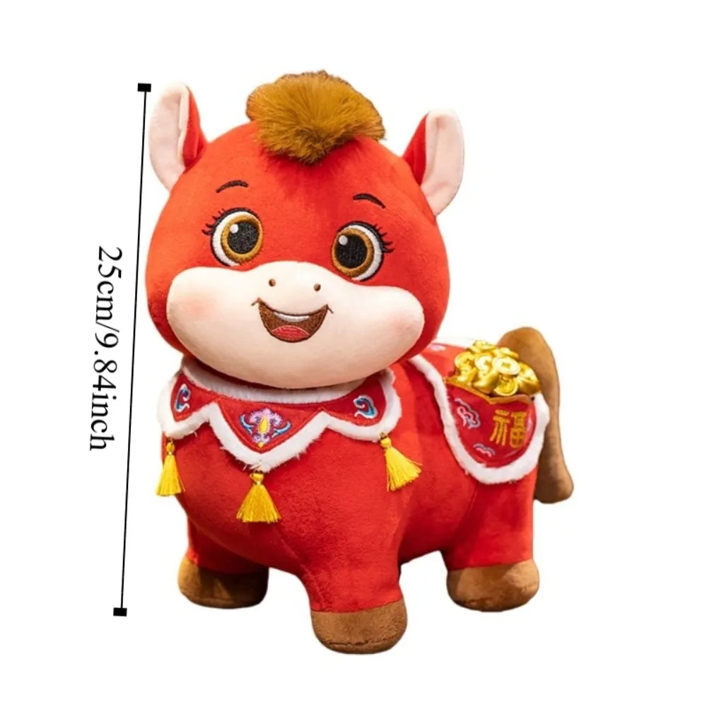 Chinese Style Horse Mascot Stuffed Animal PP Cotton Soft Plush Horse Plush Doll Collection Fluffy Chinese Stuffed Horse Doll