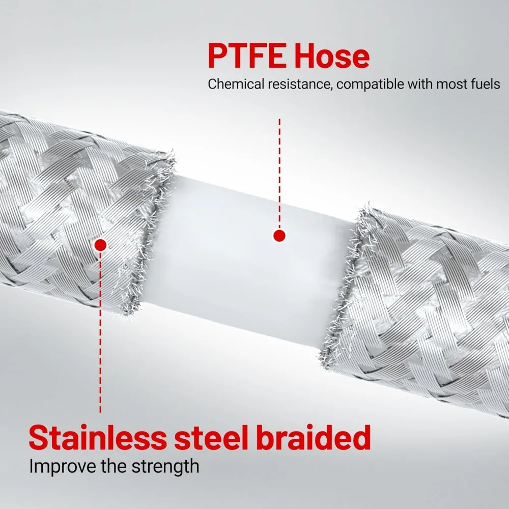 6AN PTFE Fuel Line Kit, AN6 E85 Fuel Hose Line 10FT