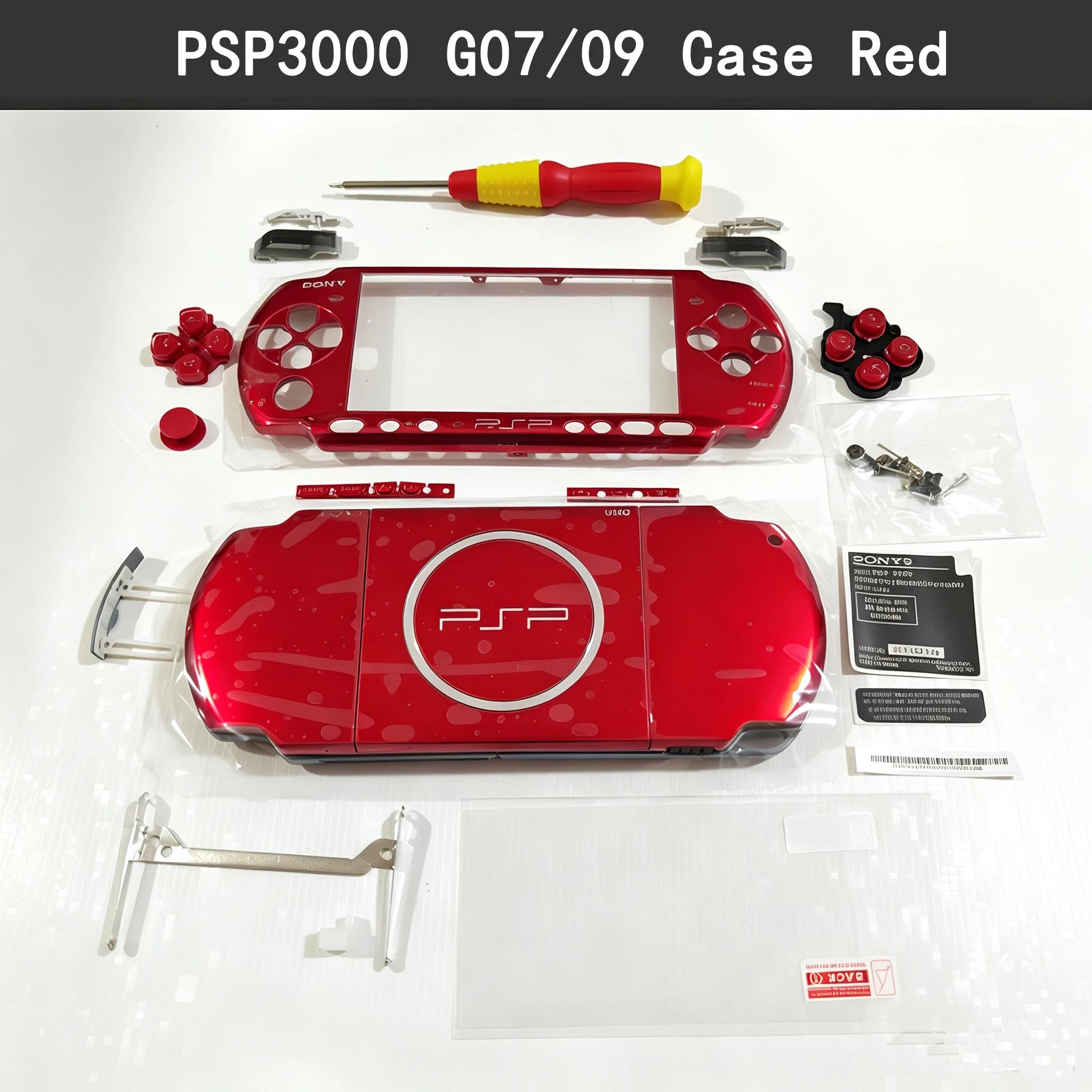 Obudowa zamienna do Sony PSP3000 G09/07, jednolity kolor, pełna obudowa, zestaw części do samodzielnej naprawy, zestaw do wymiany obudowy konsoli. — zdjęcie produktu 2