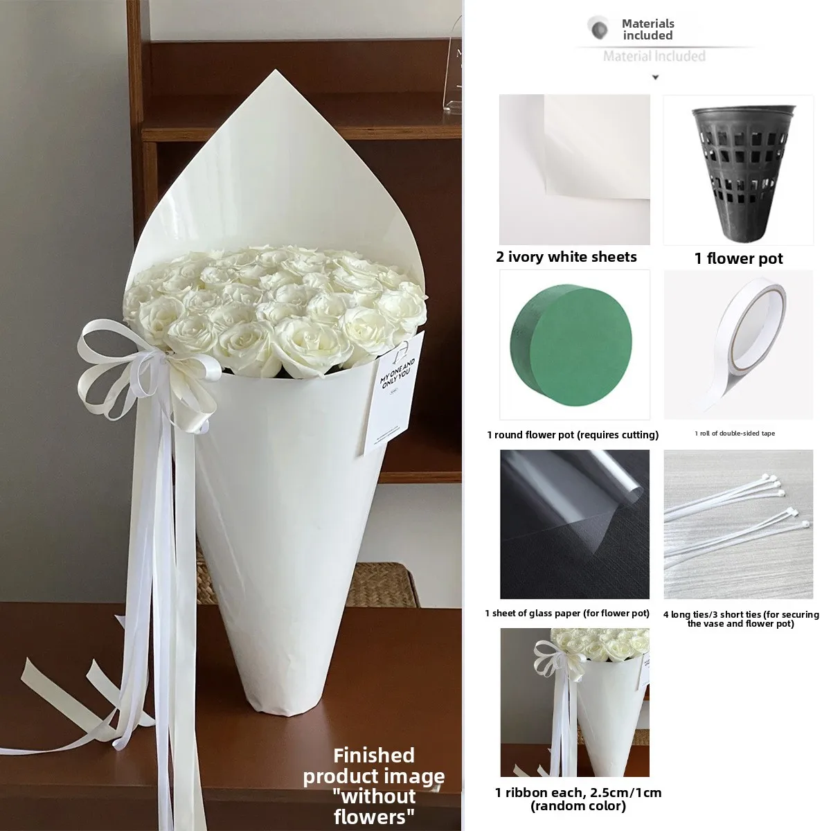 Handmade Floral Art Material Kit Giant Cone Ice Cream Stand Integrated   Flowers DIY Craft Supplies Women's T-shirt