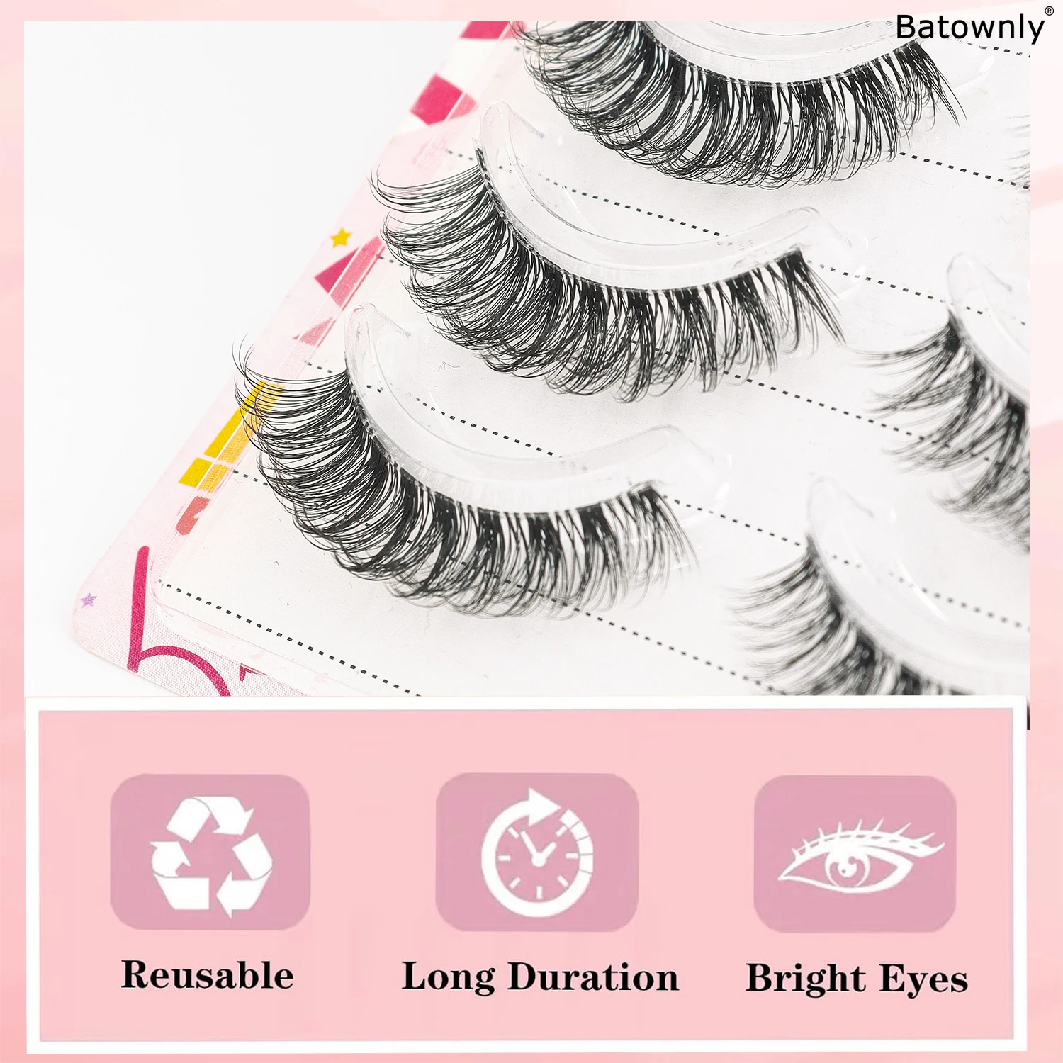 ขนตาปลอม 3D Fluffy 5 ชิ้นพร้อม D Curls ธรรมชาติเพื่อลุคที่ดีที่สุด