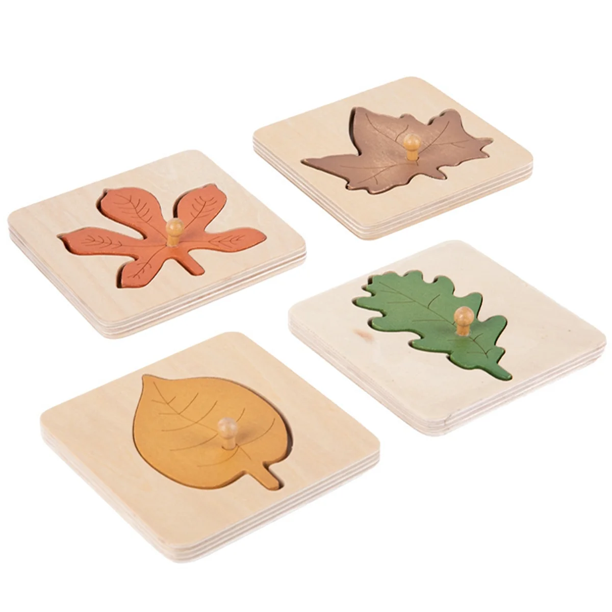 A06K Montessori Tree Puzzle Wooden Leaf Puzzle Hand Scratch Board Jigsaw Early Education Cognitive Panel Teaching