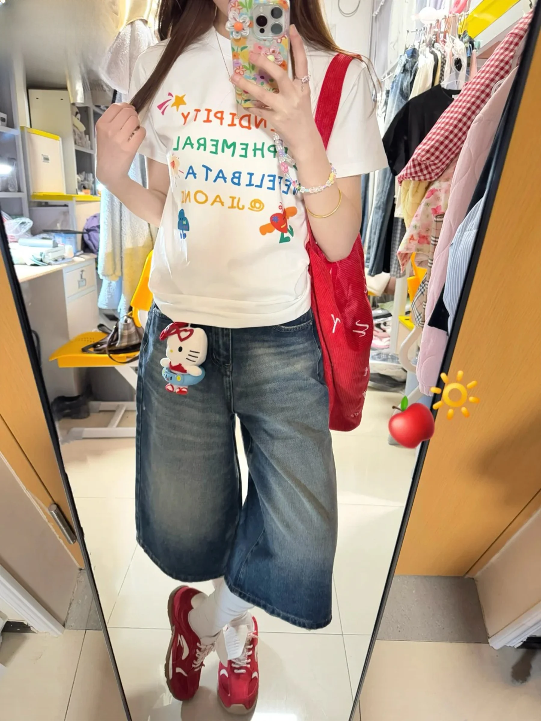 

Retro Blue Straight Leg Jeans Women's Loose Slimming Wide Leg Pants High Waist Casual High Waist Pocket Zipper Fastening Pure...