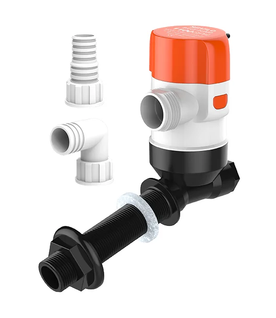 Bomba de achique y aireación para embarcaciones serie 13E de 12V y 1100GPH con válvula de retención para tanques de pesca de carnada viva