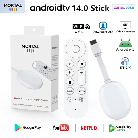Global Version Android 14.0 Mortal TV Stick Q2 Ultra BT5.X WIFI6 Streaming Wireless HDMI Multi-language Allwinner H313 TV Dongle