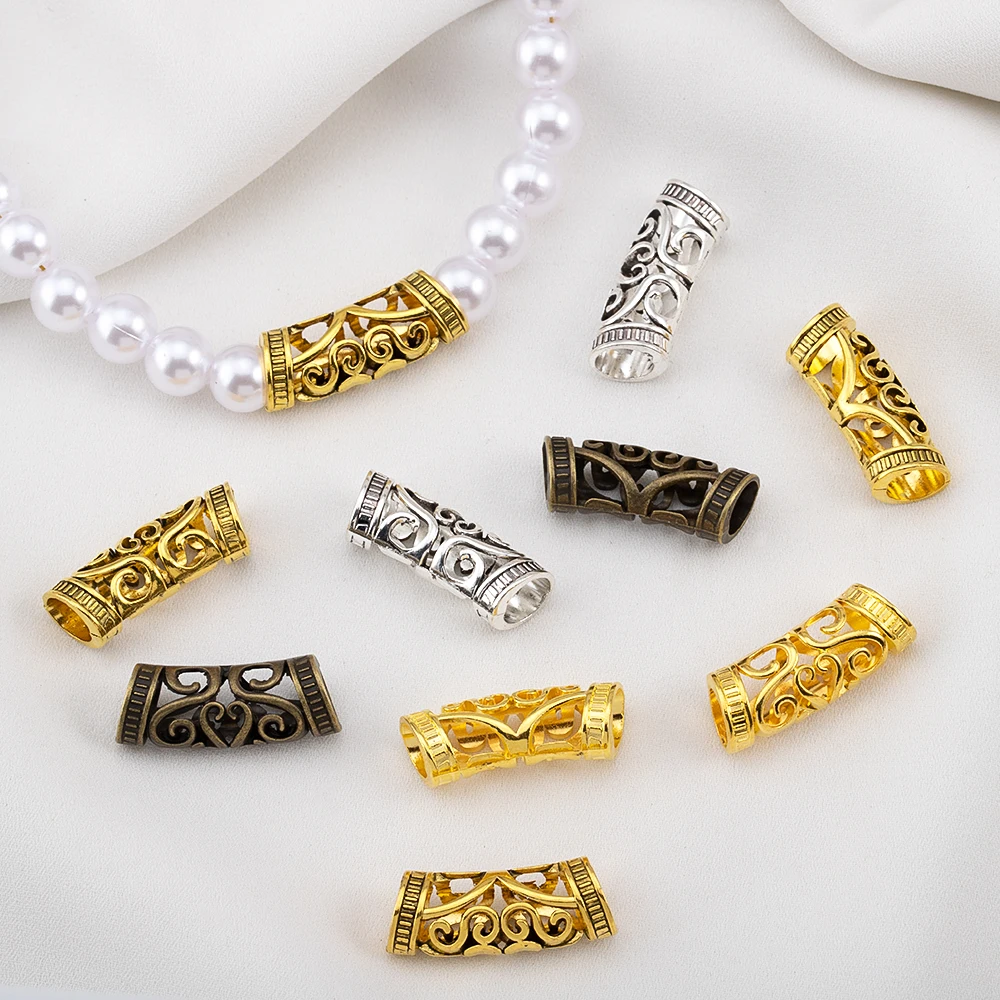 5/10pcs 9x25mm Metal Hair Braid Tube Alloy Hollow Runes Bead For DIY Jewelry Making Dreadlock Beard Beads Tube Spacer Wholesale