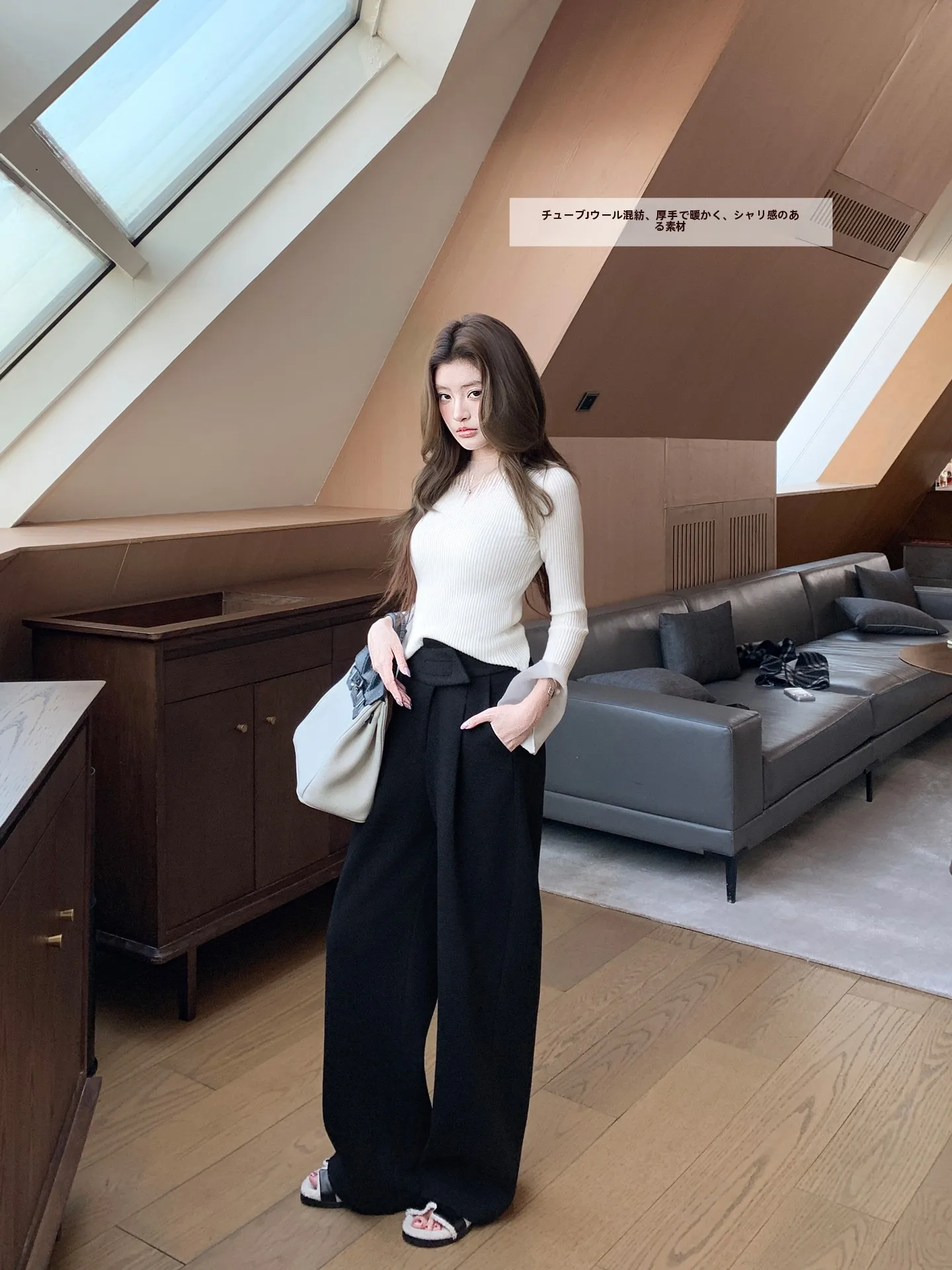 

Утепленные шерстяные повседневные брюки для женщин: теплые прямые брюки на осень-зиму, свободные, стройнящие, с высокой талией, на молнии