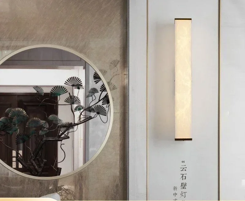 

Современный медный настенный светильник в скандинавском стиле с LED-подсветкой, прямоугольный мраморный бра для гостиной, спальни, роскошный декор для дома