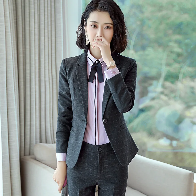 High Quality Fabric Formal Women Business Suits Female Pantsuits Office Ladies Professional Career Interview Blazers Set S-4XL