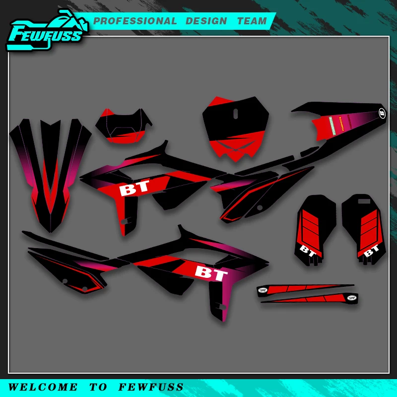 

Fewfuss Motorcycle Graphics Decals Stickers For Beta RR 2020 2021 2022 125 200 250 300 350 390 430 480 Background Custom Number