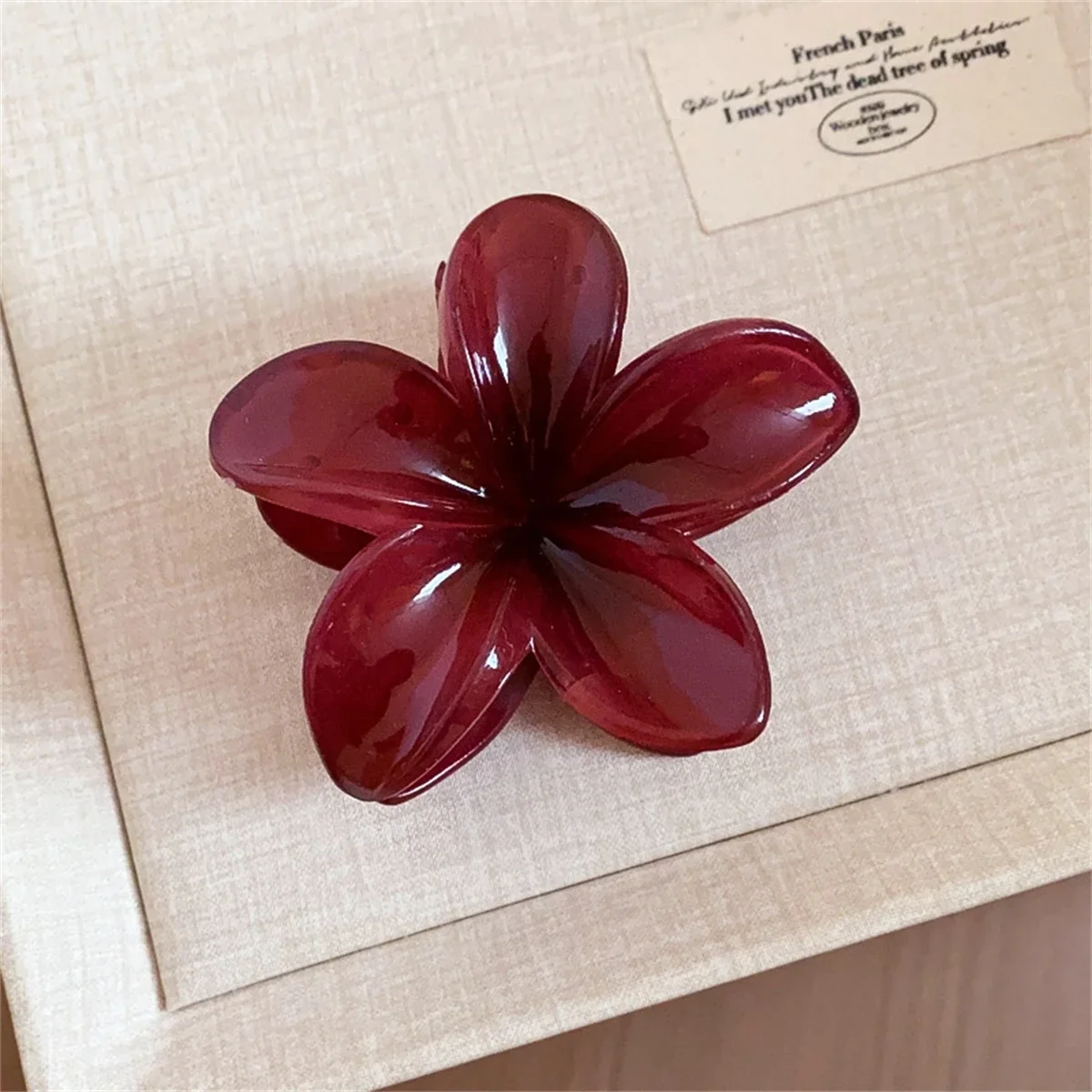 

Sweet Wine Red Frangipani Hair Clip For Women Elegant Young Girls Ponytail Holder Barrette Plumeria Hairpin Party Jewelry N862