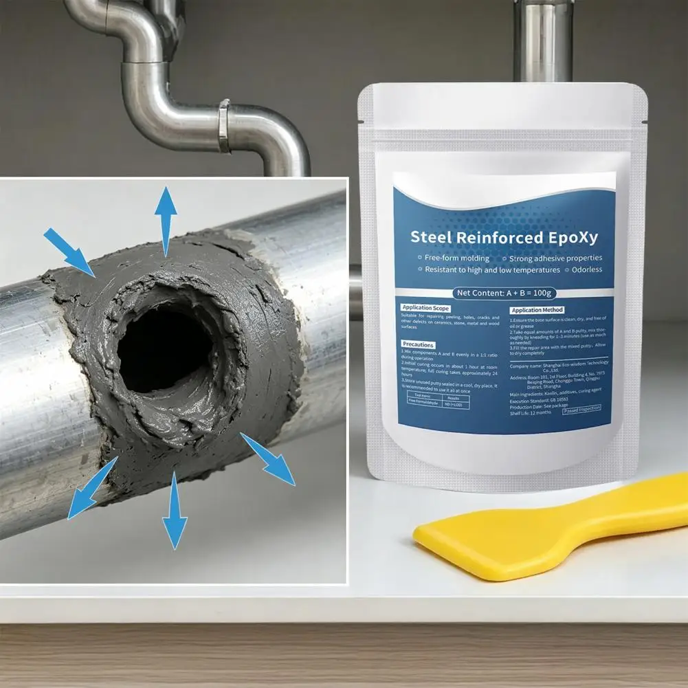 Steel Reinforced Epoxy Putty Waterproof Heat Resistant Repair Kit AB Filler for Metal Wood Tile Ceramics Bonding Sculpting