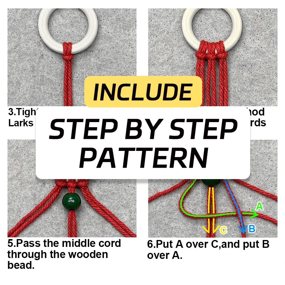 Christmas Snowflake Hanging Ornament DIY Kit with Weaving Materials And Tutorial Handmade Christmas Decorative Pendant Macrame