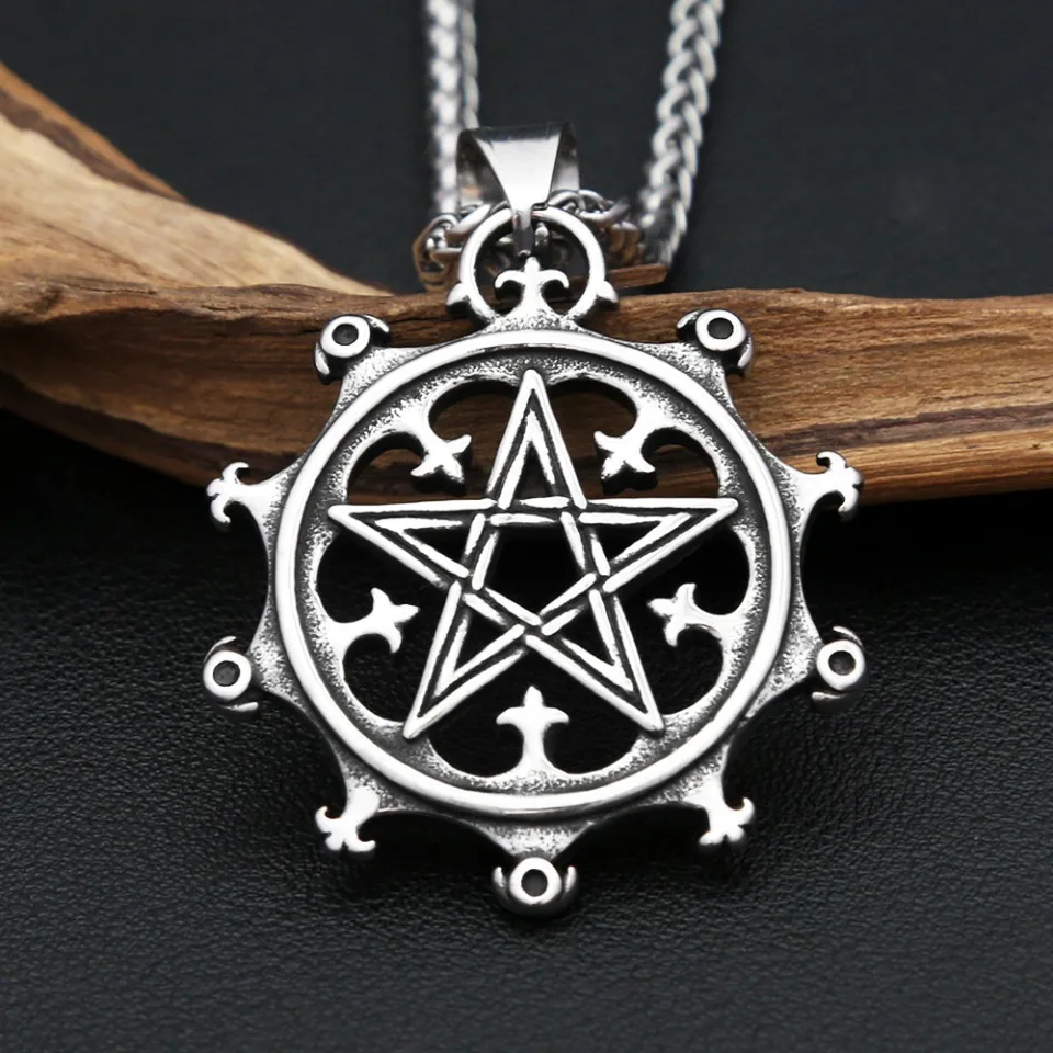 Vintage Fashion Vikings Rudder Pendant Necklace For Men Stainless Steel Punk Classic Pentagram Necklace Amulet Jewelry Wholesale