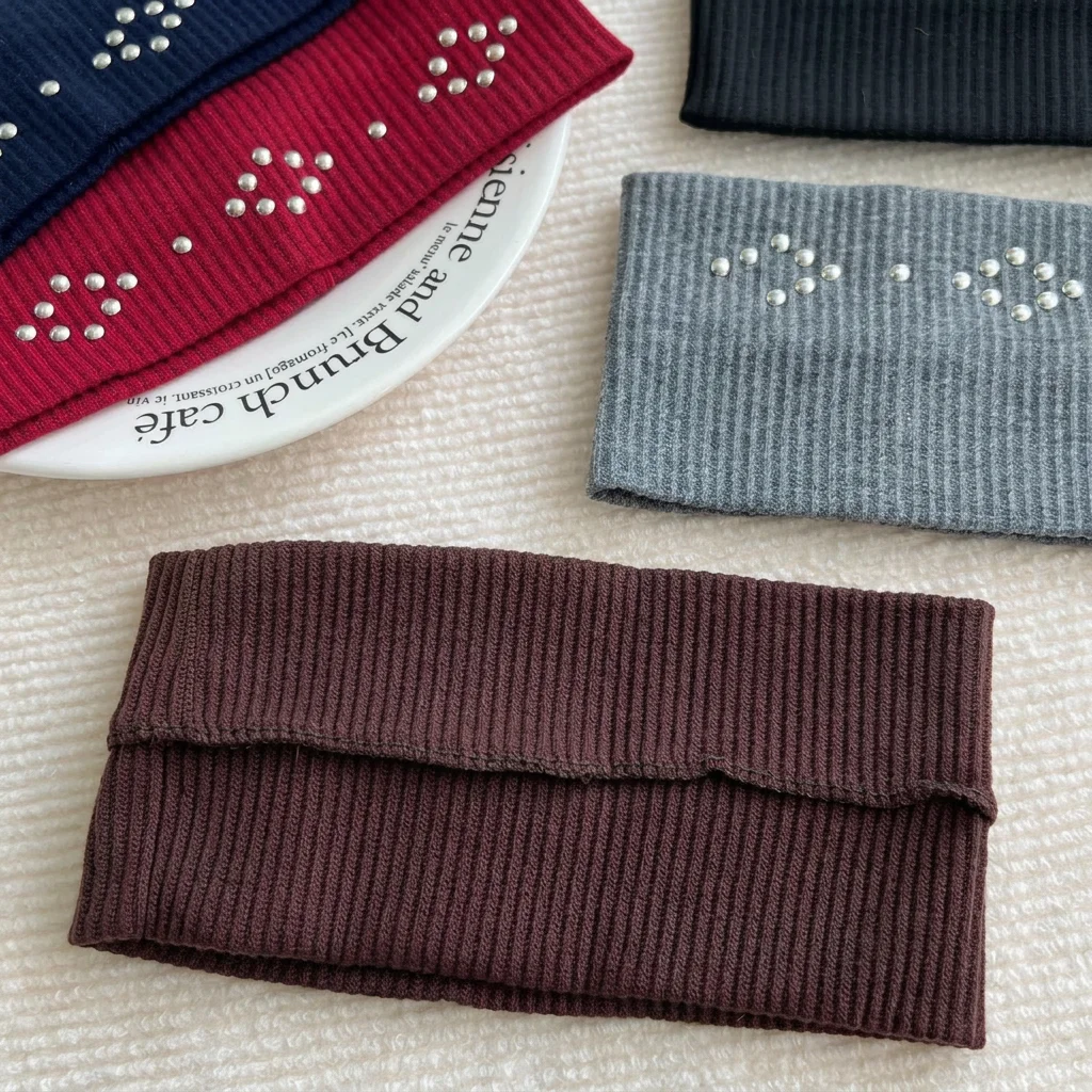 

Metal Rivet Hair Band Unisex Punk Hair Accessory Knitted Rivet Headband Retro Sweat Absorbent Headband For Hair Grooming Outing