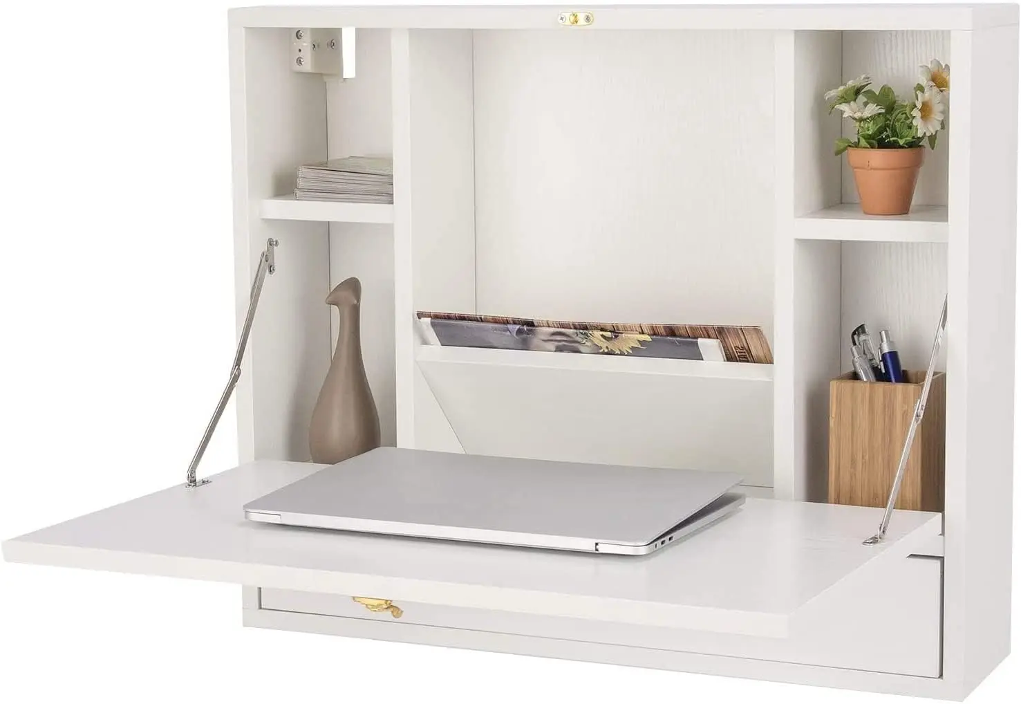 

Graffy Wall Mounted Table, Multifunctional Folding Hanging Storage Cabinet, Space Saving Computer Desk W/Storage Drawer And