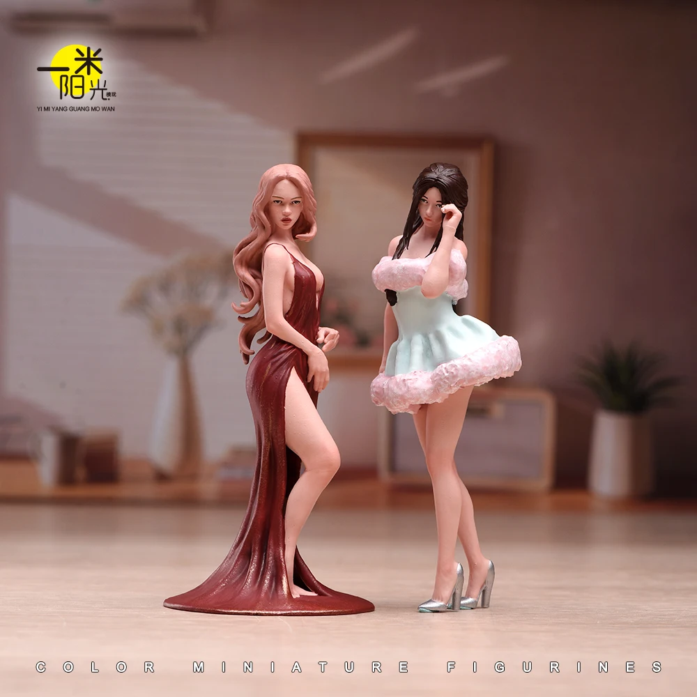 Facial Painted 1/64 1/43 1/24 1/18 Fashion Lady Cheongsam Beauty Casual Wear Female Scene Figure Model For Vehicles Cars Toys