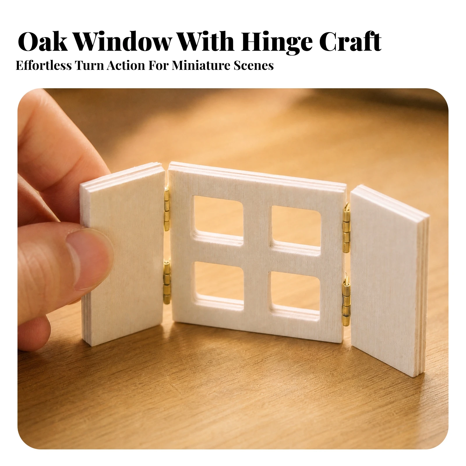 Dollhouse Accessory Lightweight Hinged Miniature Window with Metal Hinges Miniature Wooden Window for BJD Collectors