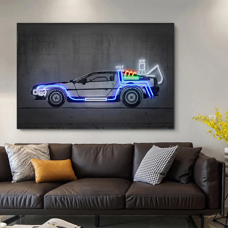 Abstract Canvas Paintings,Racing Neon Wall Pictures,Street Graffiti Posters and Prints,Fast And Furious Home Decor,gift For Him
