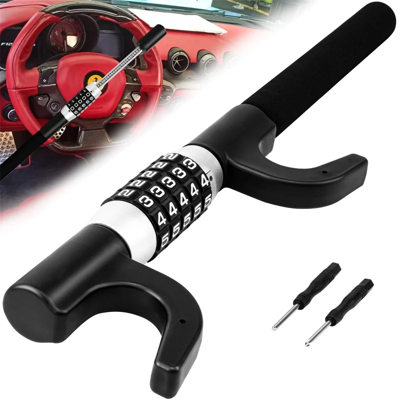 

Car Steering Wheel Lock Anti Theft Security Extendable Device Retractable Keyless Password 5 Coded Car Accessories Free Shipping