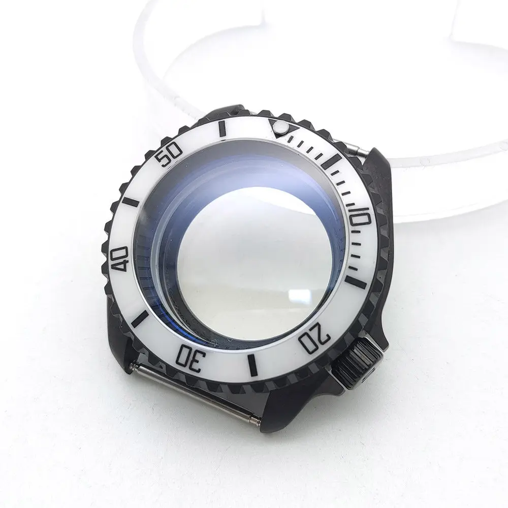 007 Style Automatic Watch Case 42mm Matte Black 316L Stainless Steel NH35 Movement Sapphire Crystal Men's Mechanical Watch Case