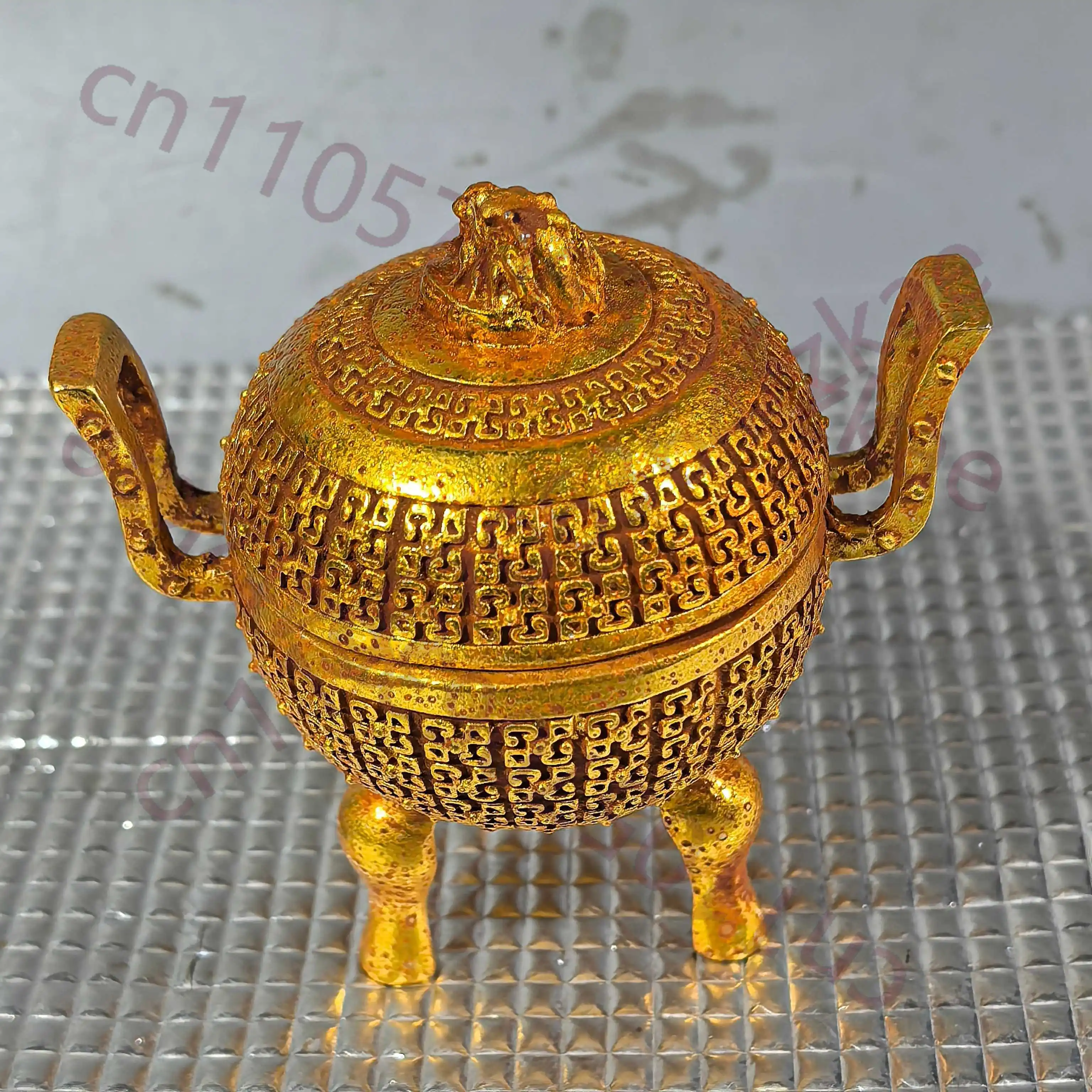 collection-folklorique-chinoise-de-trepieds-en-cuivre-dore-avec-couvercle-a-double-oreilles-pour-bruleur-d'encens-decoration-de-salon